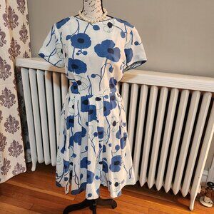 Stacy Ames *True Vintage* 50's/60's Blue Floral Day Dress, Size S (4-6), Retro